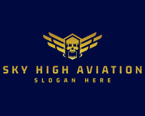 Skull Wing Aviation logo design