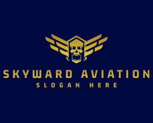 Skull Wing Aviation logo design