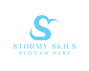 Blue Cloud Letter S logo design