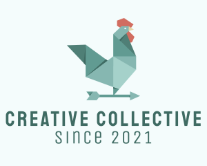 Weather Vane Rooster Origami  logo design