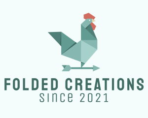 Weather Vane Rooster Origami  logo design