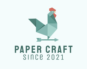 Weather Vane Rooster Origami  logo design