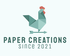 Papercraft - Weather Vane Rooster Origami logo design