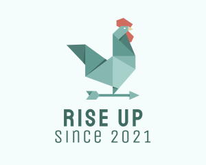 Weather Vane Rooster Origami  logo design