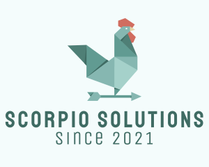 Weather Vane Rooster Origami  logo design