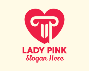 Pink Pillar Heart logo design
