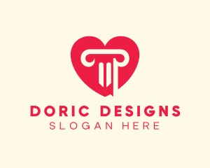 Doric - Pink Pillar Heart logo design