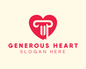 Pink Pillar Heart logo design