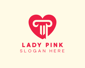 Pink Pillar Heart logo design