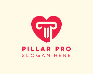 Pink Pillar Heart logo design