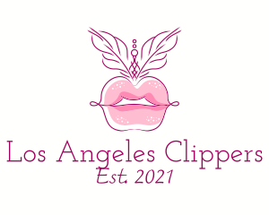 Minimalist Burlesque Lips logo design