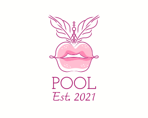 Minimalist Burlesque Lips logo design