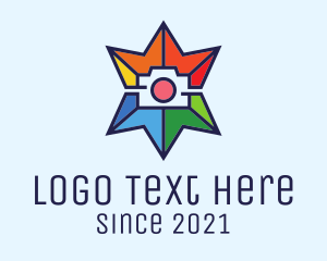 Lens - Rainbow Hexagram Camera logo design