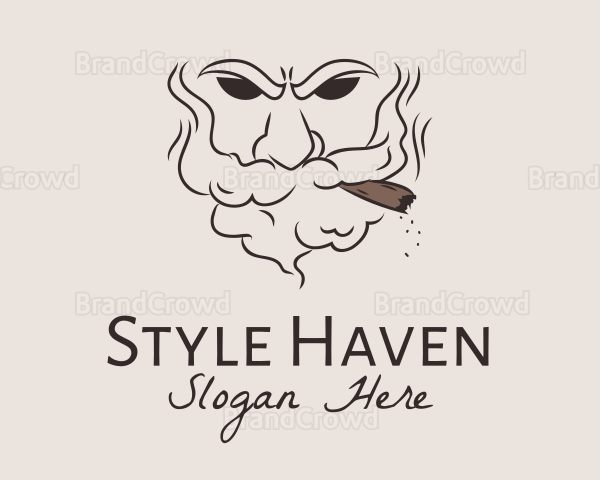 Old Man Smoking Tobacco Logo