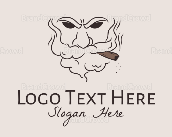 Old Man Smoking Tobacco Logo