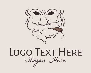 Smoking Pipe - Old Man Smoking Tobacco logo design