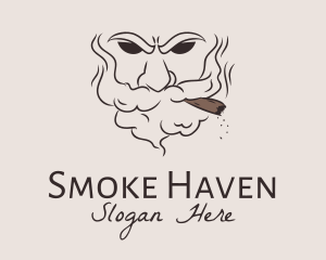 Smoke - Old Man Smoking Tobacco logo design