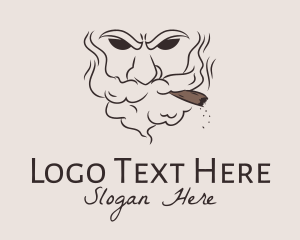 Old Man Smoking Tobacco  Logo