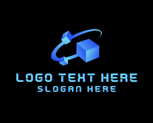 Gradient - Tech Cube Swoosh Software logo design