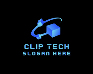 Tech Cube Swoosh Software logo design