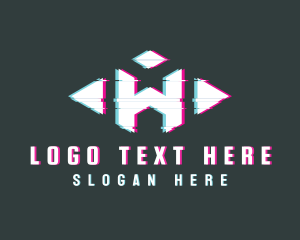 Edm - Glitch Letter W logo design
