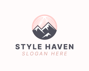 Skiing - Natural Mountain Peak logo design