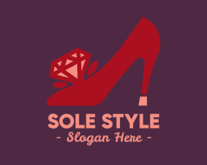Shoe - Red Diamond Shoe Heels logo design