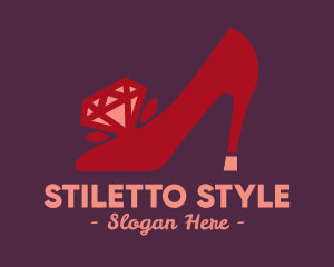 Stiletto - Red Diamond Shoe Heels logo design