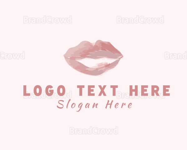 Watercolor Lips Brushstroke Logo