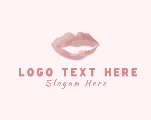 Lip Gloss - Watercolor Lips Brushstroke logo design