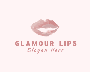 Watercolor Lips Brushstroke logo design