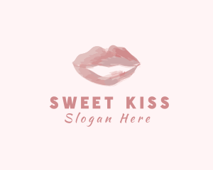 Kiss - Watercolor Lips Brushstroke logo design