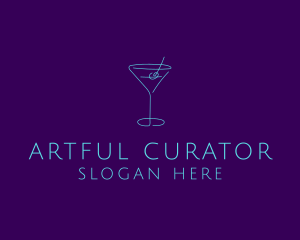 Martini Cocktail Glass logo design