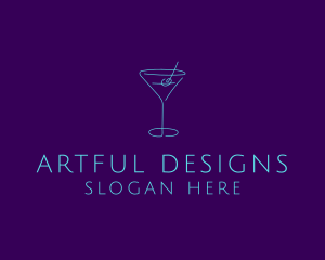 Martini Cocktail Glass logo design