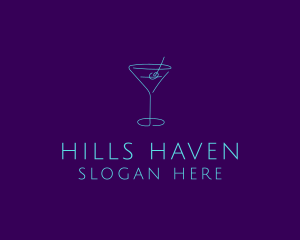 Martini Cocktail Glass logo design