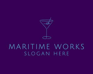 Martini Cocktail Glass logo design