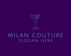 Martini Cocktail Glass logo design