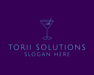 Martini Cocktail Glass logo design