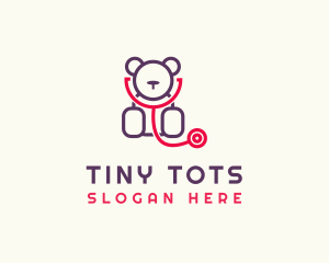 Pediatrics - Teddy Bear Stethoscope logo design