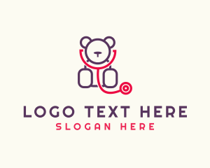 First Aid - Teddy Bear Stethoscope logo design