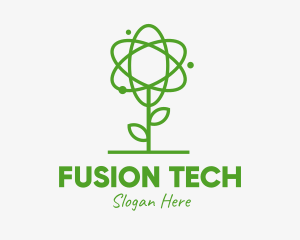 Fusion - Atom Plant Outline logo design