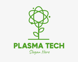 Plasma - Atom Plant Outline logo design