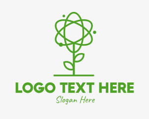 Laboratory - Atom Plant Outline logo design