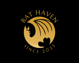 Bat - Gold Bat Animal logo design