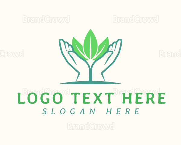 Hands Nature Leaves Logo