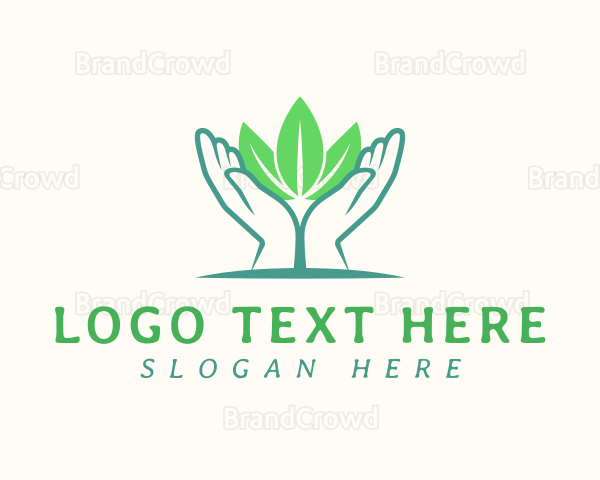 Hands Nature Leaves Logo