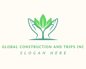 Green - Hands Nature Leaves logo design