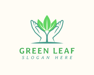 Hands Nature Leaves  logo design