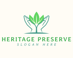 Preservation - Hands Nature Leaves logo design