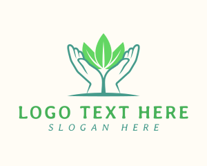 Produce - Hands Nature Leaves logo design